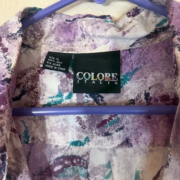 Colore Italia Abstract silk Shirt in Purple and Gray XL - Picture 3 of 4